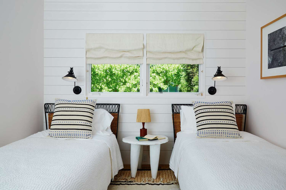 Red room with 2 beds